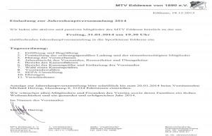 Einladung Jahreshauptversammlung MTV Eddesse 2014